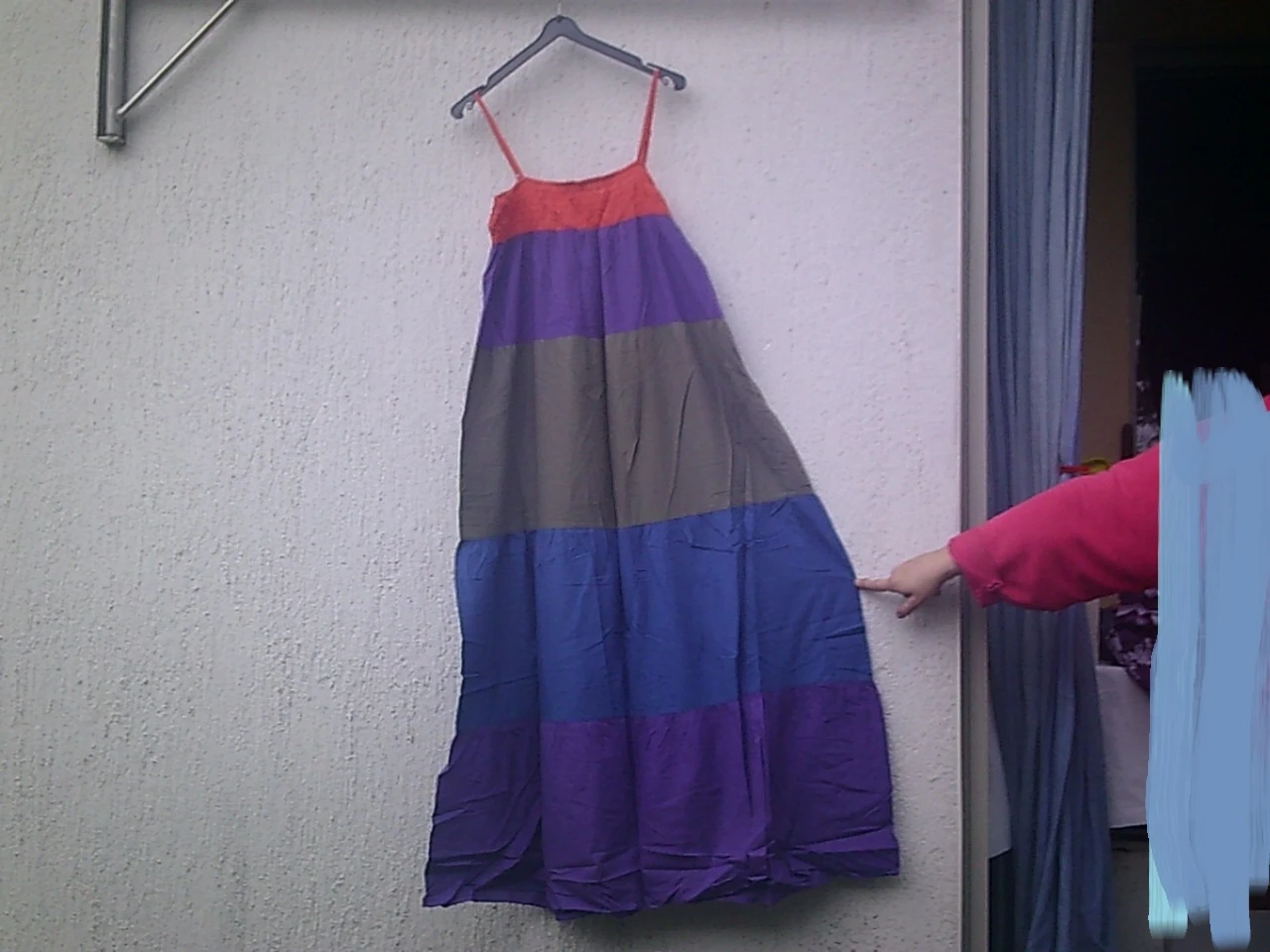 Long dress with flared bottom, 5 panels/multi-colored bands, 5 colors, size T.L tag – photo 8